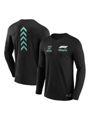 Fanatics Formula 1 Miami Beat The Street Graphic Long Sleeve 100% Cotton Black T-Shirt - Image 1 of 3