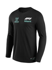 Fanatics Formula 1 Miami Beat The Street Graphic Long Sleeve 100% Cotton Black T-Shirt - Image 2 of 3