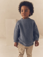 Blue Knitted Bouclé Crew Neck Jumper (3mths-7yrs) - Image 1 of 7