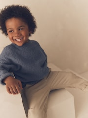 Blue Knitted Bouclé Crew Neck Jumper (3mths-7yrs) - Image 4 of 7