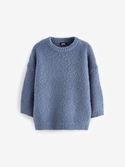 Blue Knitted Bouclé Crew Neck Jumper (3mths-7yrs) - Image 5 of 7