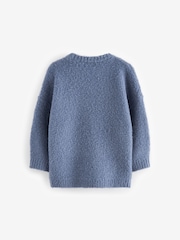 Blue Knitted Bouclé Crew Neck Jumper (3mths-7yrs) - Image 6 of 7