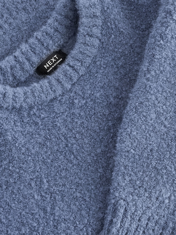 Blue Knitted Bouclé Crew Neck Jumper (3mths-7yrs) - Image 7 of 7
