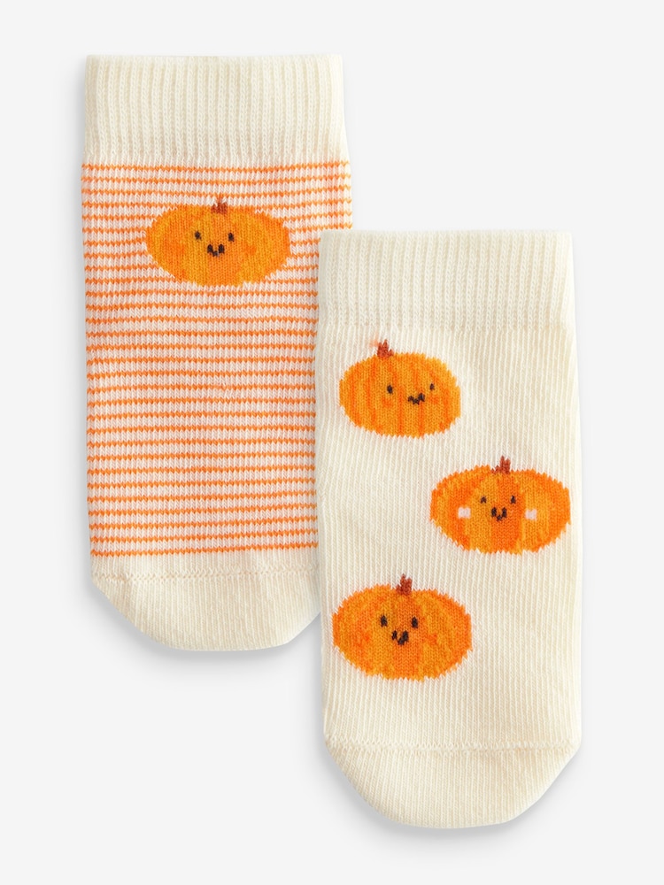 Orange Pumpkin Halloween 2 Pack Baby Socks (0mths-2yrs) - Image 1 of 3