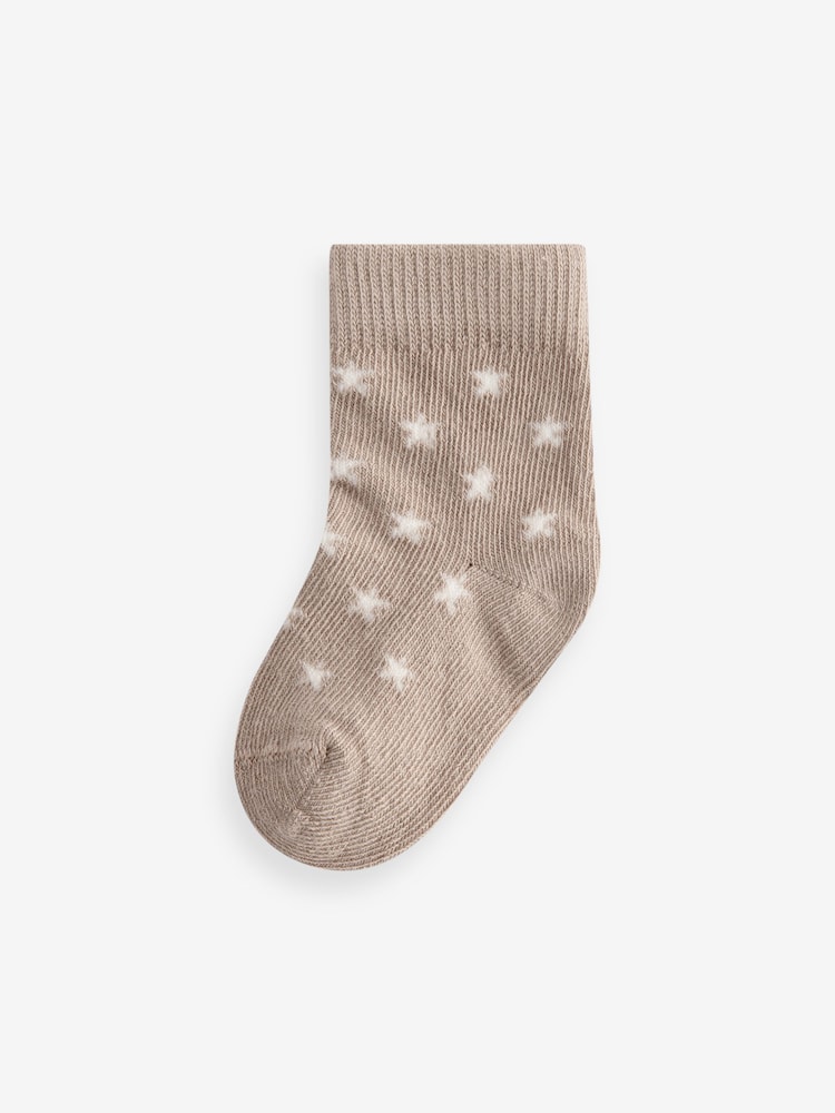Neutral star stripe 7 Pack Rib Baby Socks (0mths-2yrs) - Image 2 of 8
