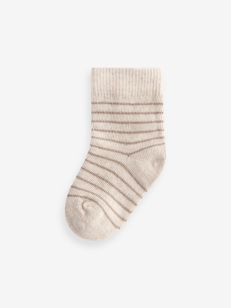 Neutral star stripe 7 Pack Rib Baby Socks (0mths-2yrs) - Image 8 of 8