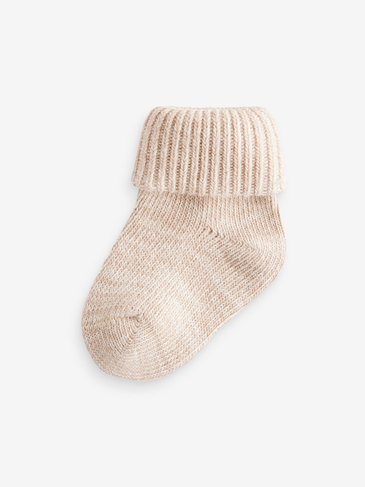 Neutral Chunky Knit Roll Top Socks 4 Pack (0mths-2yrs) - Image 5 of 5