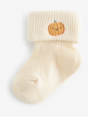 Brown Baby Embroidered Roll Top Socks 5 Pack (0mths-2yrs) - Image 5 of 6