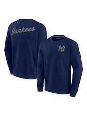 Fanatics Blue MLB New York Yankees Heritage Long Sleeve Fleece Crew Sweatshirt - Image 1 of 3