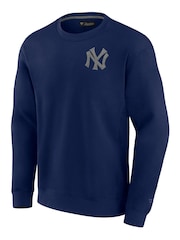 Fanatics Blue MLB New York Yankees Heritage Long Sleeve Fleece Crew Sweatshirt - Image 2 of 3
