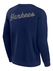 Fanatics Blue MLB New York Yankees Heritage Long Sleeve Fleece Crew Sweatshirt - Image 3 of 3