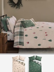 2 Pack Green Santa Christmas Reversible Duvet Cover and Pillowcase Set - Image 1 of 10