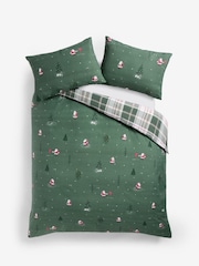 2 Pack Green Santa Christmas Reversible Duvet Cover and Pillowcase Set - Image 10 of 10