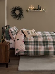 2 Pack Green Santa Christmas Reversible Duvet Cover and Pillowcase Set - Image 2 of 10