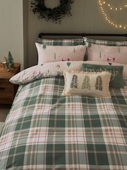 2 Pack Green Santa Christmas Reversible Duvet Cover and Pillowcase Set - Image 8 of 10