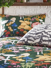 furn. Forest Green Amanita Abstract Mushroom Reversible Duvet Cover and Pillowcase Set - Image 3 of 4