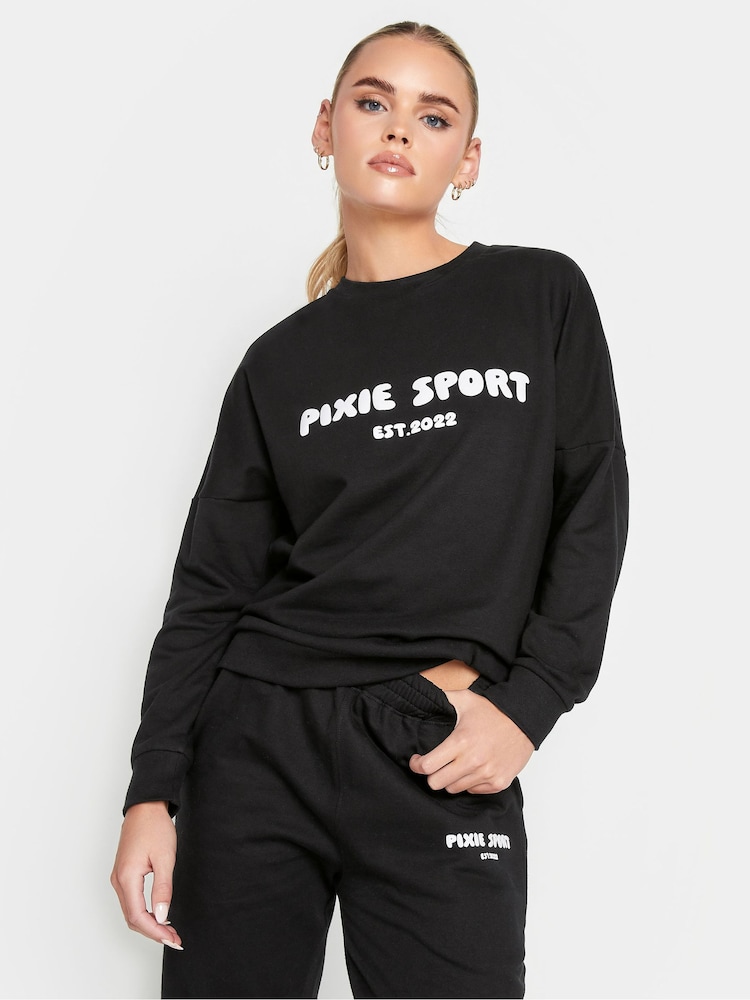 Schwarz - PixieGirl Petite Sport 100% Cottton Sweater - Bild 1 von 5