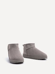 Linzi Light Grey Mini Addy Faux Suede Faux Fur Lined Ankle Boots - Image 3 of 5