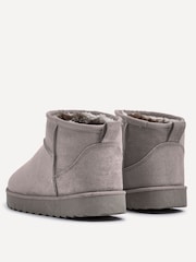 Linzi Light Grey Mini Addy Faux Suede Faux Fur Lined Ankle Boots - Image 4 of 5