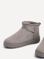 Linzi Light Grey Mini Addy Faux Suede Faux Fur Lined Ankle Boots - Image 5 of 5