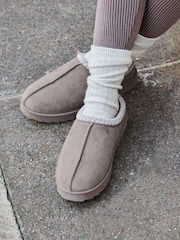 Linzi Grey Tana Faux Suede Slip-On Slippers - Image 1 of 5