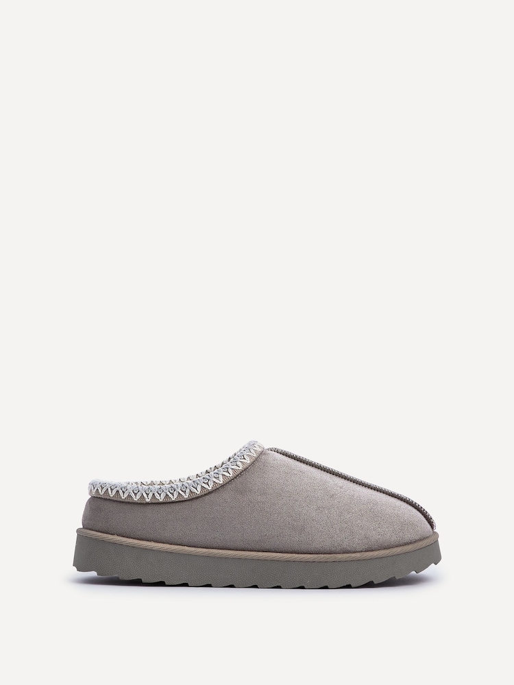 Linzi Grey Tana Faux Suede Slip-On Slippers - Image 2 of 5
