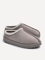 Linzi Grey Tana Faux Suede Slip-On Slippers - Image 3 of 5