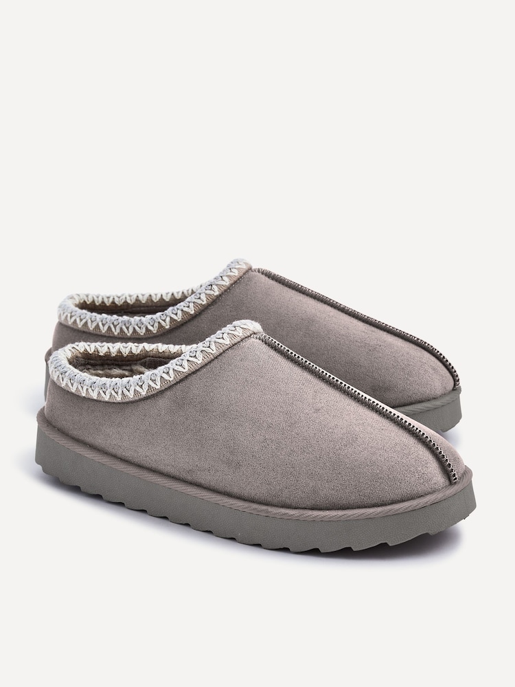 Linzi Grey Tana Faux Suede Slip-On Slippers - Image 3 of 5