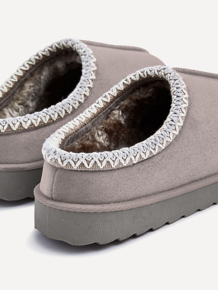 Linzi Grey Tana Faux Suede Slip-On Slippers - Image 5 of 5