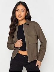 PixieGirl Petite Grey Utility Bomber Jacket - Image 1 of 4