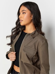 PixieGirl Petite Grey Utility Bomber Jacket - Image 4 of 4