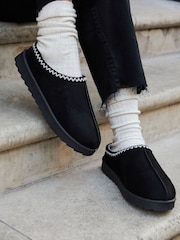 Linzi Black Tana Faux Suede Slip-On Slippers - Image 1 of 4