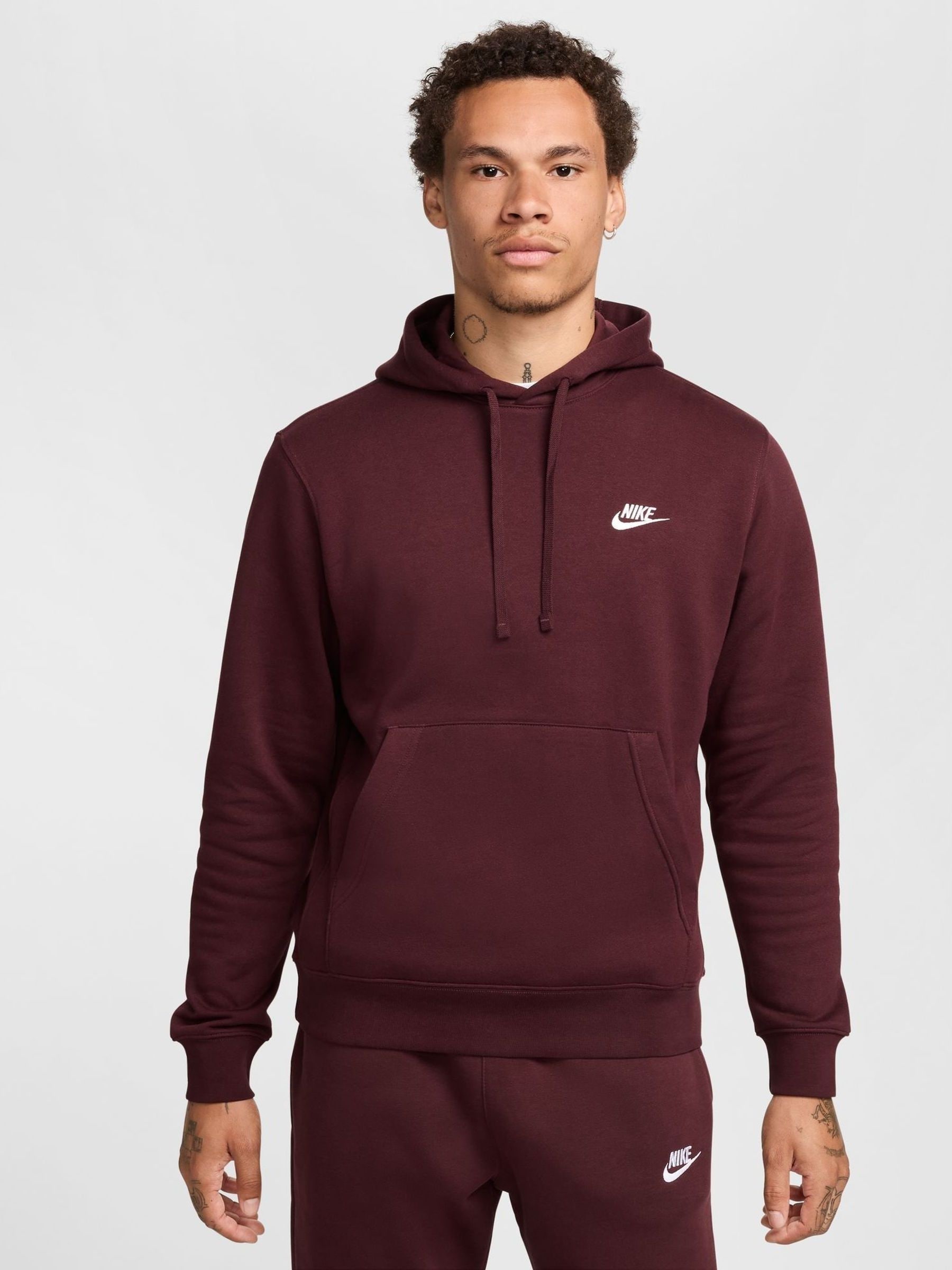 Buy Nike Burgundy Crush Club Pullover Hoodie from Next Luxembourg