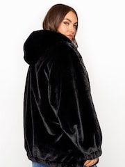 Yours Curve Black Faux Fur Jacket - Image 2 of 9