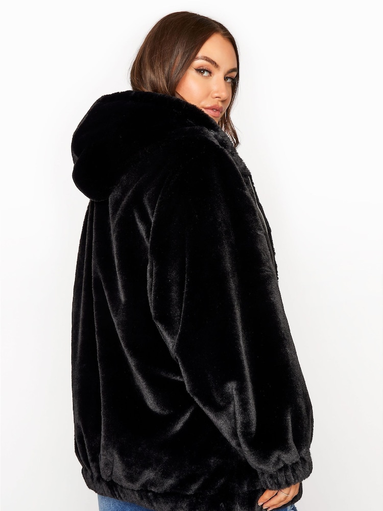Yours Curve Black Faux Fur Jacket - Image 2 of 9
