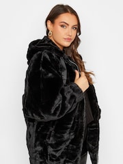 Yours Curve Black Faux Fur Jacket - Image 3 of 9