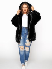 Yours Curve Black Faux Fur Jacket - Image 5 of 9
