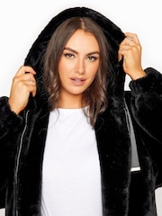 Yours Curve Black Faux Fur Jacket - Image 7 of 9