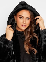 Yours Curve Black Faux Fur Jacket - Image 8 of 9