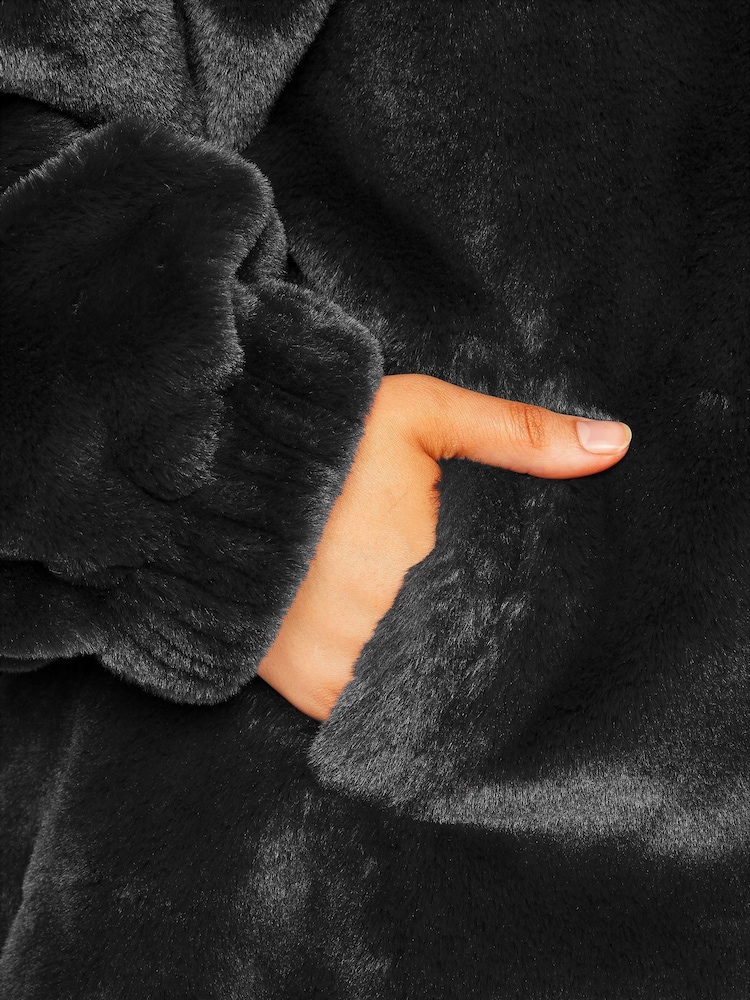 Yours Curve Black Faux Fur Jacket - Image 9 of 9