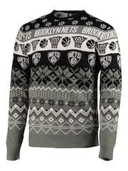 Fanatics Grey NBA Brooklyn Nets Festive Jumper - Image 2 of 3