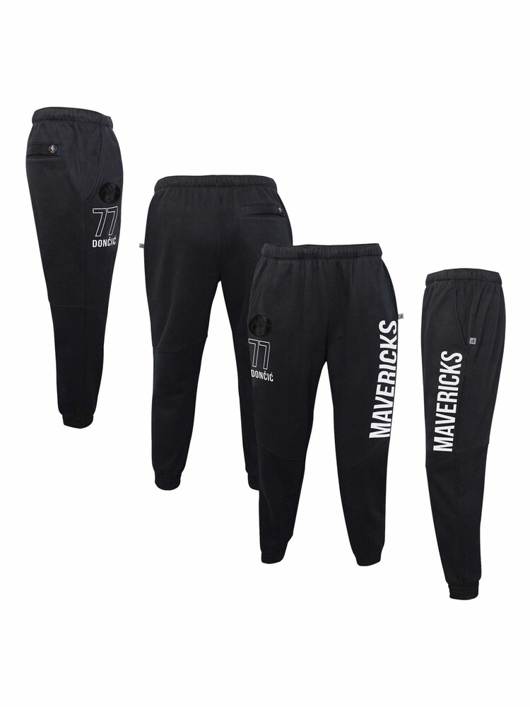 Fanatics NBA Dallas Mavericks Name & Number Luca Doncic Black Joggers - Image 5 of 5