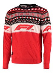 Fanatics Red Formula 1 Retro Christmas Fairisle Pattern Jumper - Image 1 of 1
