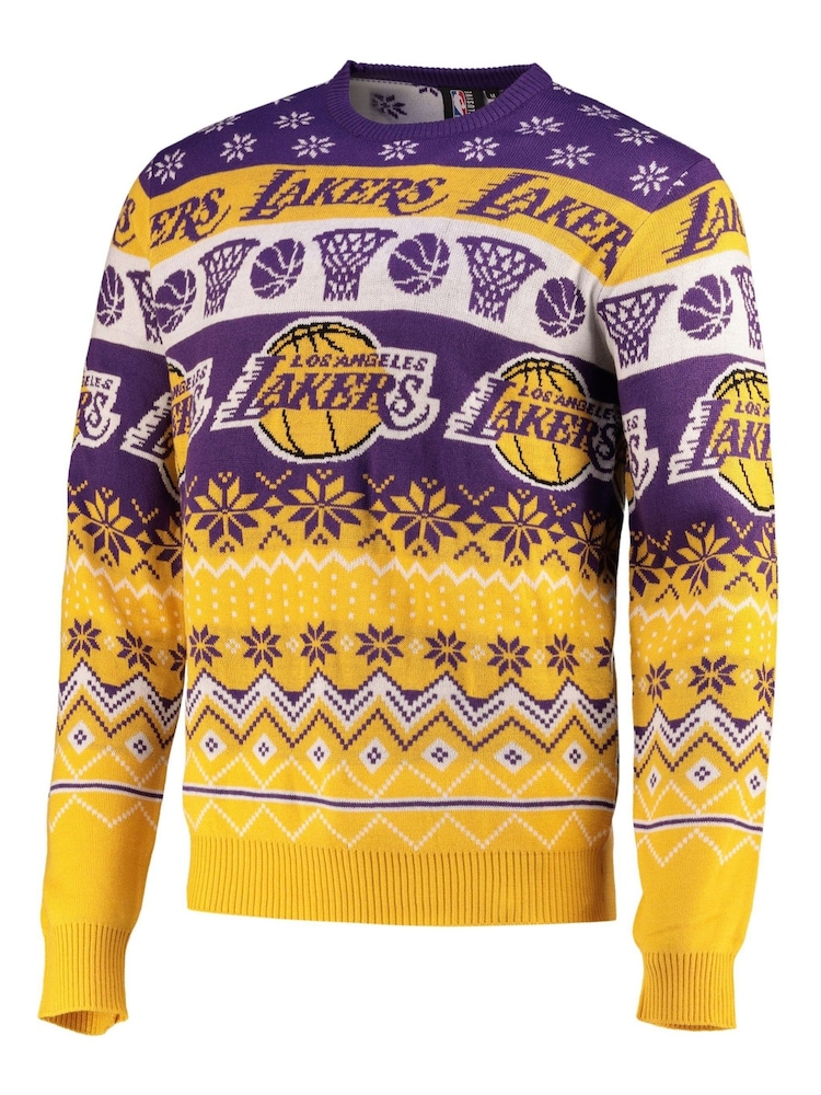 Fanatics Yellow NBA Los Angeles Lakers Festive Jumper - Image 2 of 3
