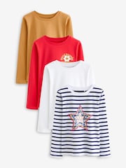 Multi Stripe Sequin Star Long Sleeve T-Shirts 4 Pack (3-16yrs) - Image 1 of 11