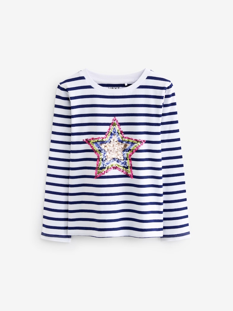 Multi Stripe Sequin Star Long Sleeve T-Shirts 4 Pack (3-16yrs) - Image 9 of 11