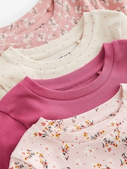 Pink Floral Rib Long Sleeve Tops 4 Pack (3-16yrs) - Image 11 of 11