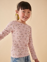 Pink Floral Rib Long Sleeve Tops 4 Pack (3-16yrs) - Image 2 of 11