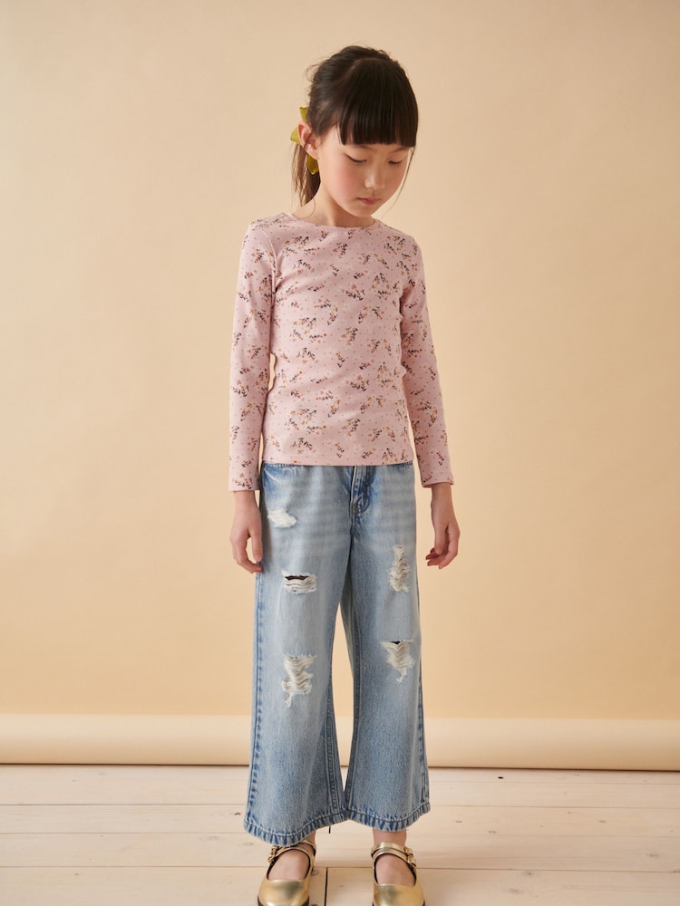 Floral rose - Hauts à manches longues en côtes 4 Pack (3-16ans) - Image 3 of 11