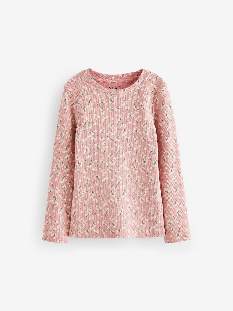 Floral rose - Hauts à manches longues en côtes 4 Pack (3-16ans) - Image 6 of 11